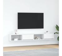 HETFTJN Mobili Porta TV a Parete Bianchi 2 Pezzi Legno Multistrato 100x31x25,5 cm Design Salvaspazio Stabile per Soggiorno Moderno Casa con Cassetto e Ripiano