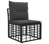 HETFTJN Modulo Divano Centrale da Giardino in Polyrattan Nero 62x55x69 cm