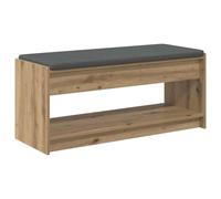 HETFTJN Panca da corridoio con cuscino, scarpiera per ingresso con ripiano, panca moderna con vano portaoggetti, in legno di facile manutenzione, 103 x 38 x 45 cm, rovere Artisan