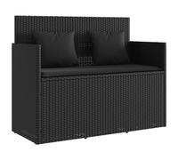 HETFTJN Panca da giardino in polyrattan, 120 x 50 cm, con spazio portaoggetti e cuscini rimovibili, design moderno, resistente, per balcone, terrazza e giardino d'inverno