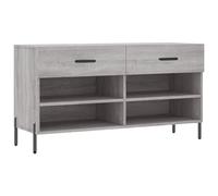 HETFTJN Panca per scarpe Sonoma grigia con 2 cassetti e 4 scomparti 102 x 35 x 55 cm, materiale in legno e gambe in ferro Industrial Shoe Bench robusto e salvaspazio per corridoio, camera da letto