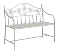 HETFTJN Panchina da giardino bianco anticato, 104 x 52,5 x 89 cm, in acciaio, design moderno, robusta e durevole, per giardino, balcone, terrazza, parco