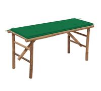 HETFTJN Panchina da giardino pieghevole 118 cm in bambù resistente alle intemperie con cuscino imbottito in verde, design salvaspazio per balcone, terrazza, veranda