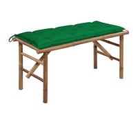 HETFTJN Panchina da giardino pieghevole con cuscino, 118 cm, impermeabile, in bambù, con cuscino imbottito, salvaspazio, per balcone, terrazza e campeggio
