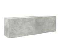 HETFTJN Pensile da Bagno Grigio Cemento 100x25x30 cm in Truciolato | Mobiletto sospeso multiuso per cucina e soggiorno con anta ribaltabile e ammortizzatore a gas per apertura fluida.
