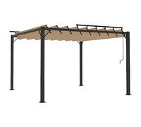 HETFTJN Pergola 3 x 3 m con tetto a lamelle in alluminio, gazebo per giardino e terrazza, moderna protezione solare con lamelle regolabili, gazebo da giardino, tettoia tortora, 300 x 300 cm