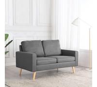 HETFTJN Piccolo divano a 2 posti grigio chiaro tessuto 130 x 76 x 82,5 cm con gambe in legno massiccio, design moderno, comodo divano letto per piccoli soggiorno, camera dei ragazzi, balcone e ufficio