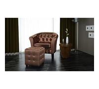 HETFTJN Poltrona a Pozzetto con Poggiapiedi 2 Pezzi Marrone in Similpelle | Set elegante 2 pezzi con imbottitura spessa, ideale per salotto, ufficio, sala d'attesa e zona relax residenziale.