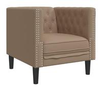 HETFTJN Poltrona Chesterfield in ecopelle marrone cappuccino, elegante poltrona da club con classica cucitura a bottoni e imbottitura, comoda poltrona relax per soggiorno e ufficio, 71 x 74,5 x 70,5