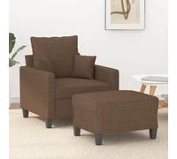 HETFTJN Poltrona con sgabello in tessuto marrone, larghezza 60 cm, 78 x 77 x 80 cm, moderna e robusta, per soggiorno, camera da letto o ufficio
