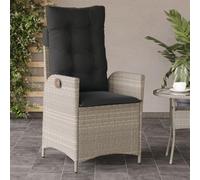 HETFTJN Poltrona da Giardino Reclinabile con Cuscini in Polirattan Grigio Chiaro per Esterno, Sedia Relax Regolabile per Terrazzo Balcone Spiaggia e Giardino