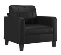 HETFTJN Poltrona moderna nera larghezza seduta 60 cm - comoda poltrona relax in ecopelle con robusta struttura in metallo - poltrona imbottita per soggiorno, sala lettura e lounge - max 110 kg