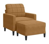 HETFTJN Poltrona Relax con Poggiapiedi in Velluto Marrone 60 cm | Ideale per il soggiorno o la camera da letto, offre una seduta imbottita con sgabello abbinato per il massimo riposo.
