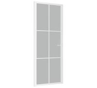 HETFTJN Porta interna 83 x 201,5 cm, in vetro opaco e alluminio, porta della camera con striscia verticale, vetro di sicurezza monolastra bianco, per ufficio e soggiorno, installazione nel telaio