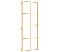 HETFTJN Porta interna sottile, dorata, 76 x 201,5 cm, in vetro temperato e alluminio, design moderno, con telaio e maniglia, per soggiorno e ufficio, vetro di sicurezza ESG