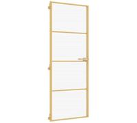 HETFTJN Porta interna sottile, dorata, 76 x 201,5 cm, in vetro temperato e alluminio, moderna porta con vetro smerigliato per la privacy, robusta porta girevole per soggiorno e ufficio