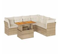 HETFTJN Sala da giardino, 7 pezzi, in polyrattan, beige, 100 x 55 cm, regolabile in altezza, resistente alle intemperie, con spazio per piccoli balconi, mobili da terrazza per esterni