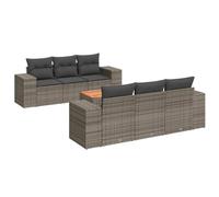 HETFTJN Salone da giardino in rattan sintetico, 7 pezzi, 83 x 62 cm, resistente alle intemperie, con tavolo in legno di acacia e spazio per balcone, terrazza, giardino