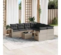 HETFTJN Salone da giardino in rattan sintetico, 9 pezzi, 62 x 62 x 69 cm, con ripiani pieghevoli e rivestimento resistente ai raggi UV per balcone, terrazza e piccoli spazi esterni