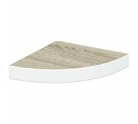 HETFTJN Scaffale angolare sospeso effetto rovere e bianco, 25 x 25 x 3,8 cm, moderna scaffale angolare in MDF con supporto invisibile per soggiorno e ufficio, portata fino a 5 kg, montaggio a parete