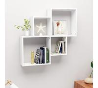 HETFTJN Scaffale da parete a forma di cubo, bianco, 80 x 15 x 78,5 cm, in legno dal design moderno, con scomparti aperti, robusto e versatile, per soggiorno, bagno e cucina