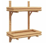 HETFTJN Scaffale da parete in bambù, 2 ripiani, da appendere a parete, libreria moderna per soggiorno e ufficio, salvaspazio, marrone, 39 x 26 x 60 cm