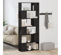 HETFTJN Scaffale Espositivo Grande in Rovere Nero Legno Ingegnerizzato 80x24x186 cm con 12 Ripiani per Soggiorno Moderno Mobile da Arredamento Interni