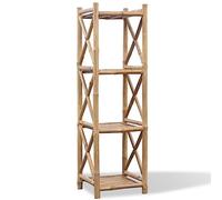 HETFTJN Scaffale in bambù con 4 ripiani, 35 x 35 x 117 cm, quadrato, sottile e alto, per libri, decorazioni e piante