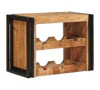 HETFTJN Scaffale per vino marrone, 60 x 45 x 33 cm, in legno di mango e ferro industriale, vintage, per 6 bottiglie, resistente, per cucina, sala da pranzo, loft bar