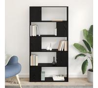 HETFTJN Scaffale Soggiorno Moderno in Legno Ingegnerizzato Rovere Nero con 4 Ripiani, Design Elegante Struttura Solida, Mobiletto Salvaspazio per TV e Decorazioni, Dimensioni 80x24x155 cm per Interni