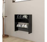 HETFTJN Scarpiera a Muro Nera Legno Multistrato 60x18x60 cm Portascarpe Salvaspazio con Ripiani Ribaltabili per Organizzazione Scarpe Ingresso Moderno Design