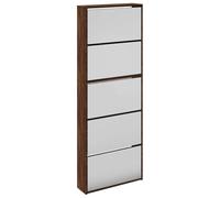 HETFTJN Scarpiera a Ribalta 5 Livelli Slim Rovere Marrone 63x17x169,5 cm | Mobile portascarpe salvaspazio per ingresso con 5 cassetti a ribalta, contiene fino a 20 paia di calzature.
