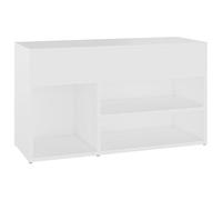 HETFTJN Scarpiera bianca 80 x 30 x 45 cm in materiale derivato dal legno, design moderno con 2 ripiani, cassapanca e panchina, pratica soluzione per corridoio, ingresso e soggiorno