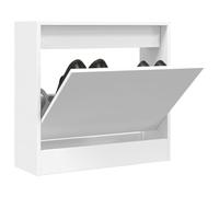 HETFTJN Scarpiera Bianca Salvaspazio in Legno Multistrato 60x21x57 cm per Ingresso con Cassetto a Ribalta e Piano Utile per Organizzazione Scarpe