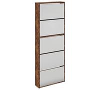 HETFTJN Scarpiera con specchio, 63 x 17 x 169,5 cm, 5 scomparti pieghevoli per 15-20 paia di scarpe, mobili moderni per corridoio, spazio per ingresso, soggiorno, camera da letto