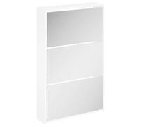 HETFTJN Scarpiera con Specchio e 3 Ribalte Sospesa Bianco 63x17x102,5 cm | Organizzatore per scarpe compatto da parete per ingresso e corridoio con specchio frontale e tre scomparti contenitivi.