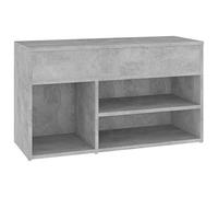 HETFTJN Scarpiera grigio cemento, 80 x 30 x 45 cm, in legno con 2 ripiani e cassapanca dal design moderno e salvaspazio, per corridoio, soggiorno e camera da letto