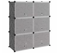 HETFTJN Scarpiera Modulare a Cubi Nera, Organizzatore 84,5x31,5x93,5 cm | Struttura componibile con ante per ingresso e corridoio. Pannelli in PP facili da pulire con telaio in acciaio robusto.