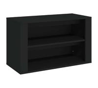 HETFTJN Scarpiera Nera a 2 Scomparti in Legno Multistrato 75x35x45 cm | Mobiletto portascarpe salvaspazio da ingresso o corridoio con 2 ampi scomparti e solida superficie d'appoggio multiuso