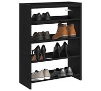 HETFTJN Scarpiera Nero Legno Multistrato 60x25x81 cm Salvaspazio per Ingresso Corridoi con Mensole Ampie e Ripiano Superiore Organizer Scarpe