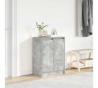 HETFTJN Scarpiera Portascarpe Salvaspazio in Legno Multistrato Grigio Cemento 57x34x76 cm con 2 Ante e 8 Ripiani, Organizzatore Scarpe per Ingresso, Design Elegante e Stabile