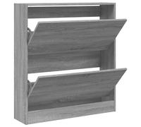 HETFTJN Scarpiera Slim 2 Cassetti a Ribalta Grigio Sonoma 80x21x87,5 cm | Mobiletto slim salvaspazio con 2 ribalte per ingresso e corridoio. Supporta fino a 40 kg con fissaggio a parete.