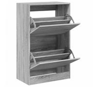 HETFTJN Scarpiera Slim 2 Cassetti Grigio Sonoma 60x34x96,5 cm | Design salvaspazio compatto con 2 ribalte a doppio livello, ottimale per ingresso e corridoi stretti. Portata 40 kg.