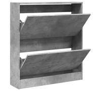 HETFTJN Scarpiera Sottile 2 Ribalte Grigio Cemento 80x21x87,5 cm | Mobile porta scarpe salvaspazio con 2 scomparti a ribalta per ingresso e corridoio. Realizzato in legno multistrato.