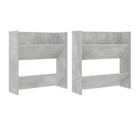 HETFTJN Scarpiere a Muro 2pz Grigio Cemento 60x18x60 cm Legno Multistrato | Ideale per ingresso e corridoio: ottimizza lo spazio grazie al montaggio a parete e 2 ripiani ribaltabili capienti.