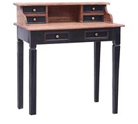 HETFTJN Scrivania 90 x 50 x 101 cm in legno antico massiccio con 6 cassetti rustico scrivania per computer piccolo segretario per casa, ufficio, soggiorno, ufficio