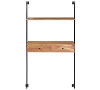 HETFTJN Scrivania a Parete 90x40x170 cm in Legno Massello Acacia e Ferro | Scrittoio salvaspazio da muro con 2 cassetti e ripiano integrato, ideale per organizzare lo studio o il soggiorno.