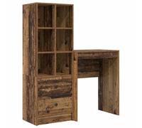 HETFTJN Scrivania con Libreria e Cassetti 2 Pezzi Marrone Legno Vecchio | Postazione da lavoro modulare salvaspazio con mobile alto a 6 ripiani e 2 cassetti, ideale per studio e soggiorno.