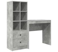 HETFTJN Scrivania con Mobile Libreria e 2 Cassetti Grigio Cemento 2 Pz | Postazione di lavoro flessibile per studio e ufficio con capienti ripiani laterali e finitura moderna.