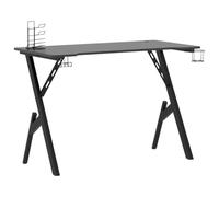 HETFTJN Scrivania da gaming, colore nero, rosso, 110 x 60 x 75 cm, con supporto per cuffie e porta bicchiere, design ergonomico, robusto PC da scrivania per la casa e l'ufficio